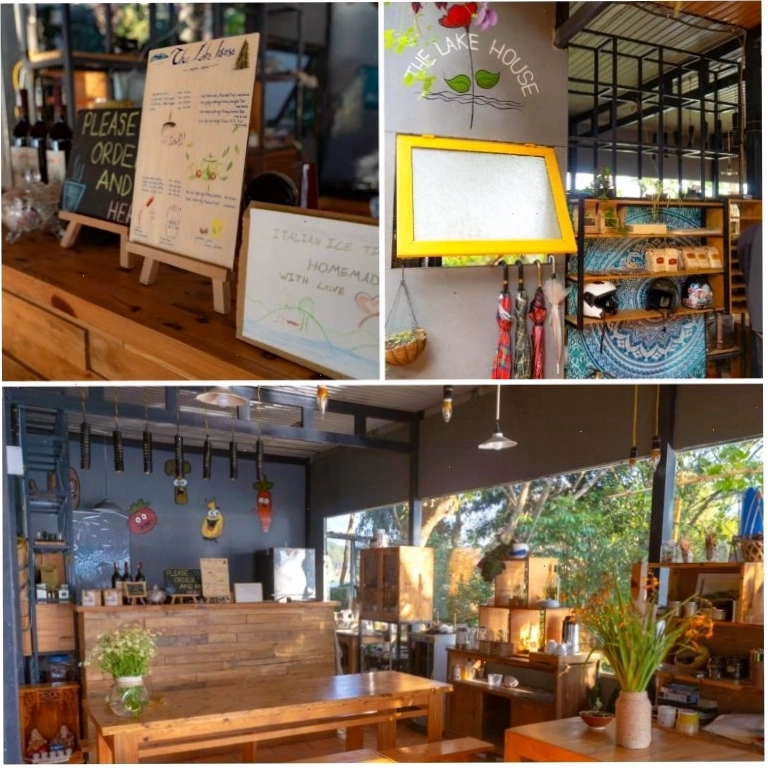 Quán cafe trong khuôn viên The Lake House Dalat với không gian thư giãn
