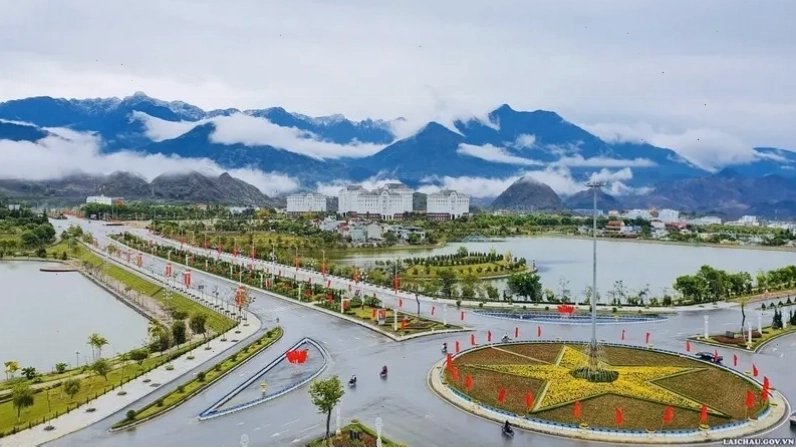 Quang cảnh thành phố Lai Châu nhìn từ trên cao