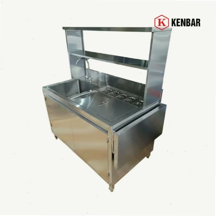 Quầy pha chế inox 1m4 tích hợp chậu rửa và thùng đá