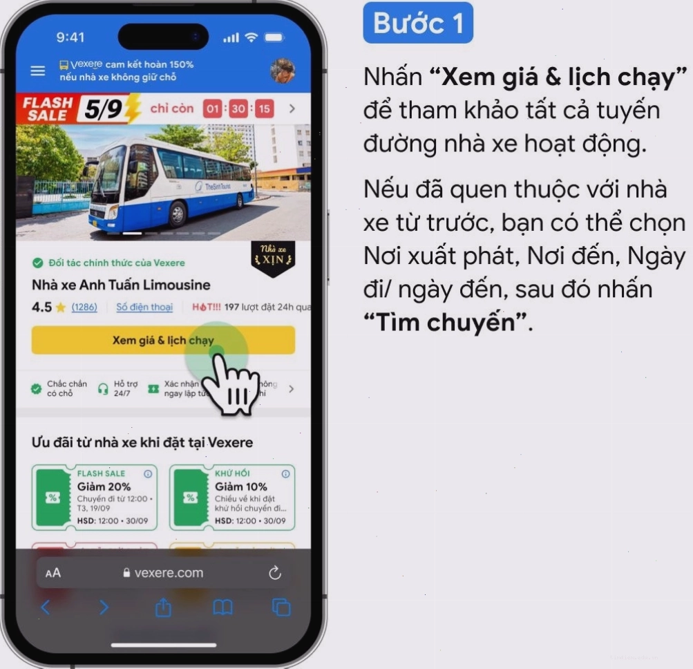 Quy trình đặt vé xe khách