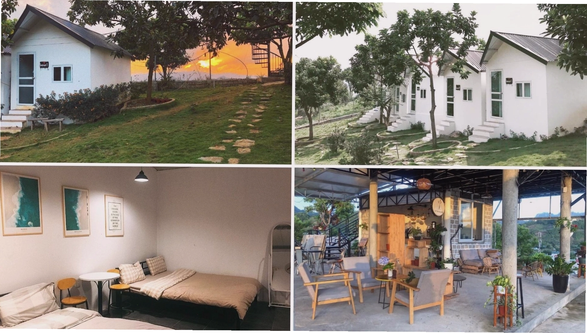 Sân vườn và không gian ngoài trời của một villa Mộc Châu
