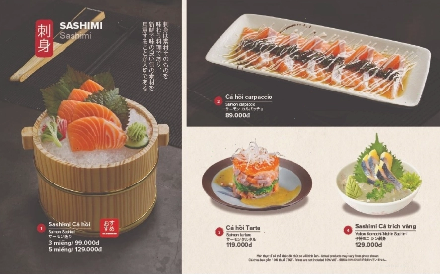 Sashimi tươi ngon tại nhà hàng Daruma
