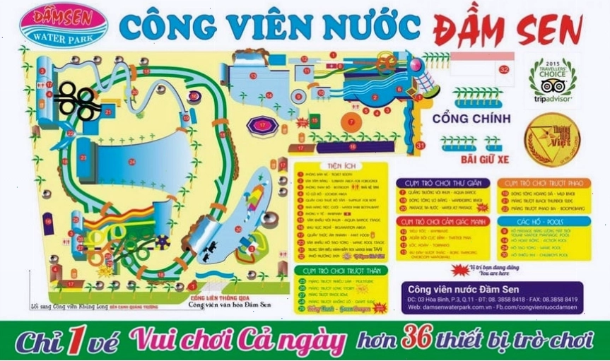 Sơ đồ chi tiết Công viên nước Đầm Sen