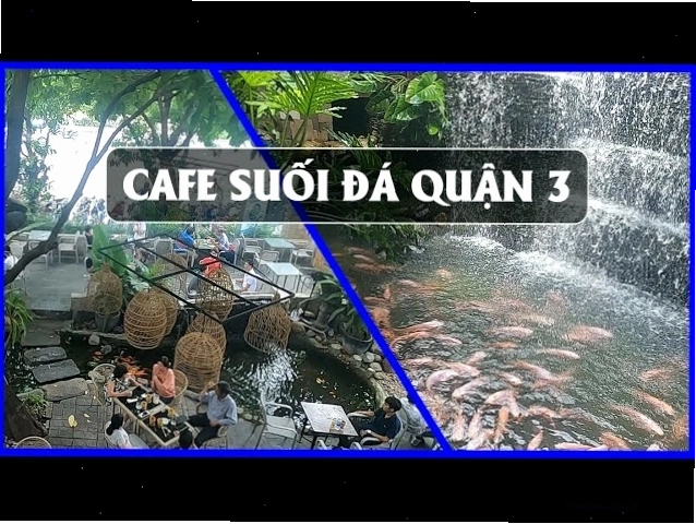 Suối nước nhân tạo và cá cảnh tại Cafe Suối Đá