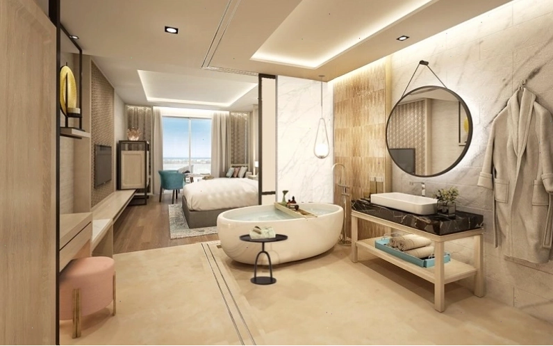 Thiết kế hiện đại của TMS Quy Nhơn Luxury Homestay với ban công kính hướng biển