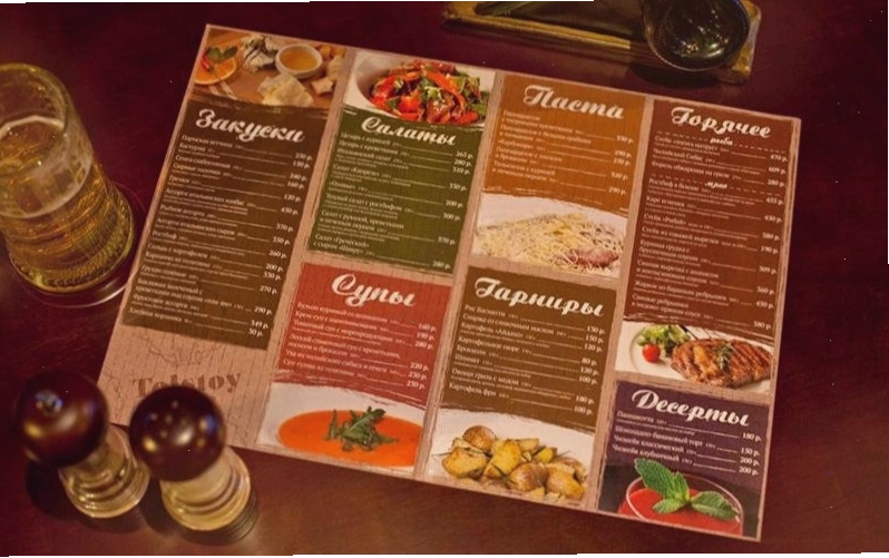 Thiết kế nhà hàng menu đơn giản với các nhóm món ăn