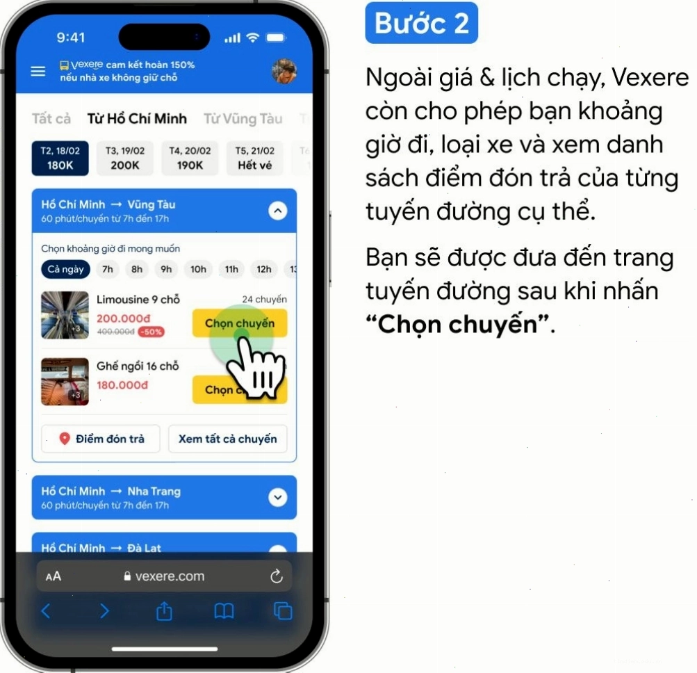 Thông tin hướng dẫn đặt vé xe