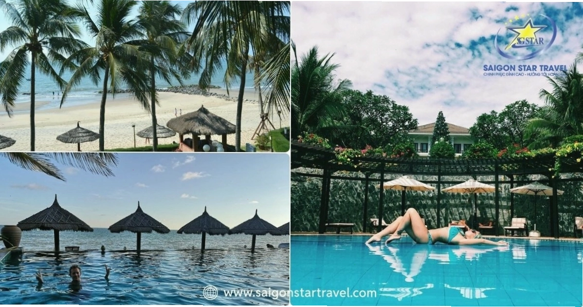 Thư giãn tại hồ bơi tràn bờ của Lotus Village Resort Mũi Né