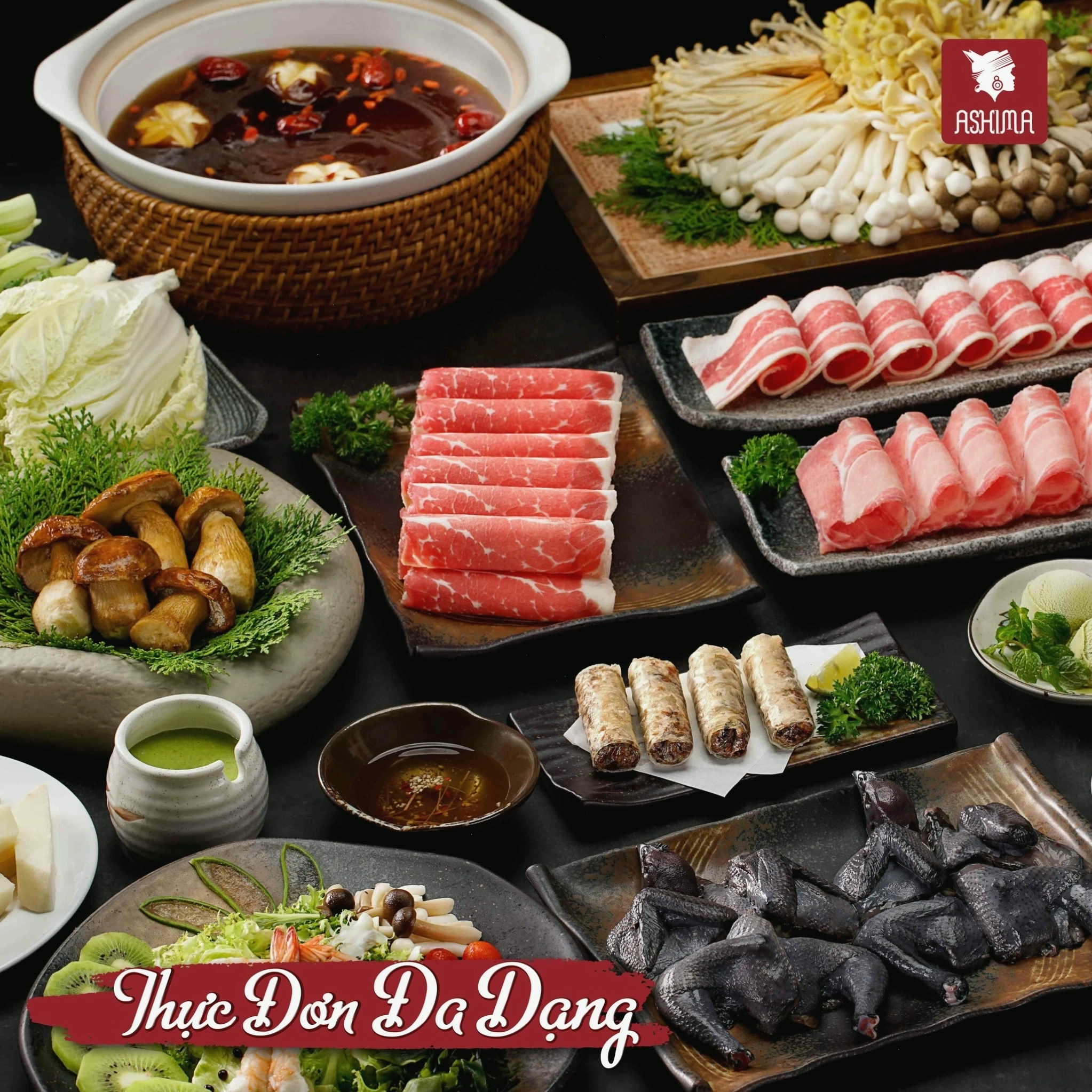 Thực đơn đa dạng tại nhà hàng Ashima thuộc chuỗi Golden Gate