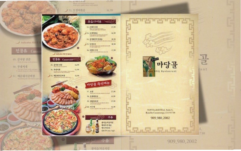 Thực đơn nhà hàng Hàn Quốc đơn giản sang trọng