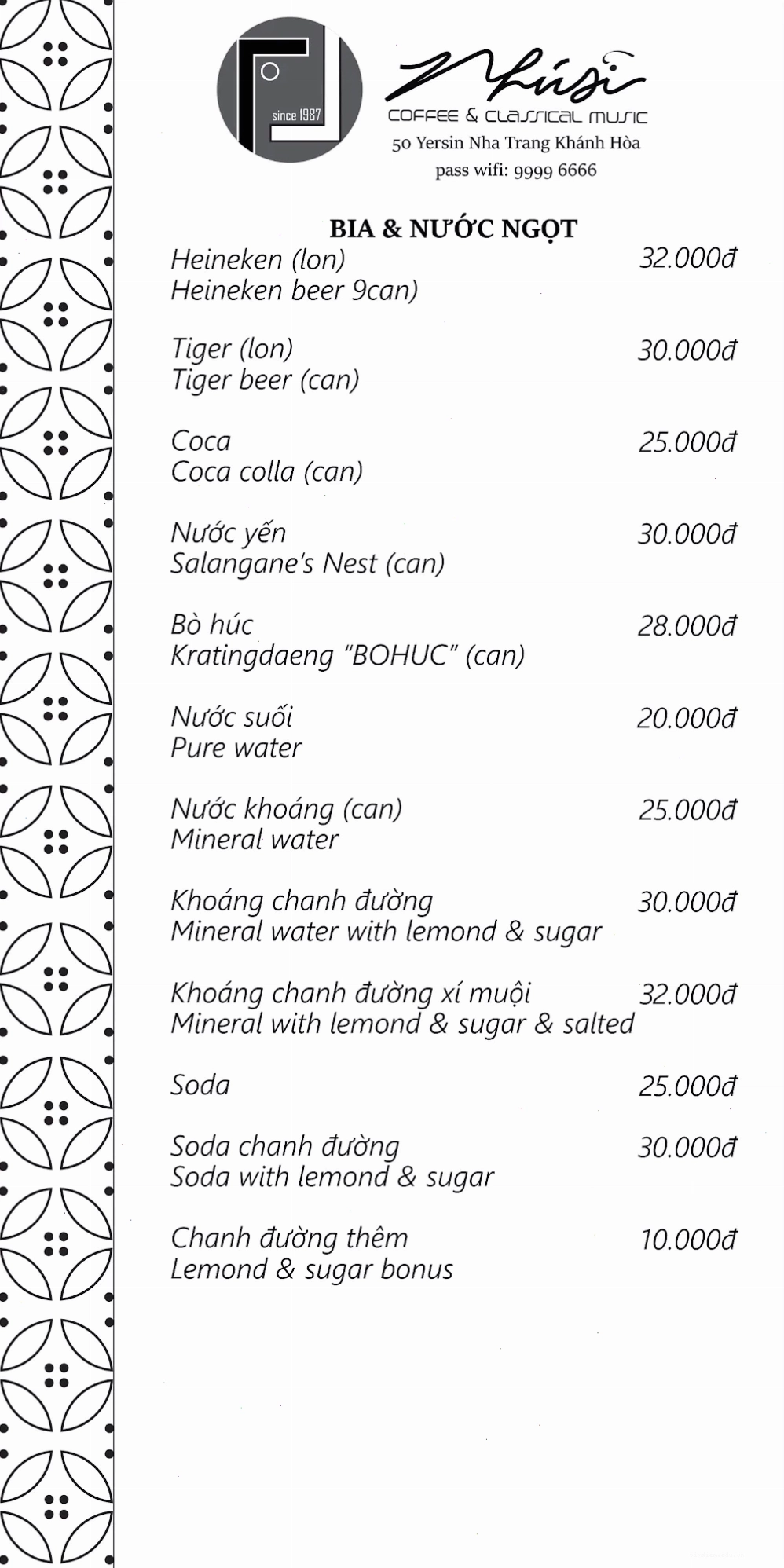 Thực đơn phong phú với nhiều loại đồ uống và bánh ngọt tại Fuji Cafe