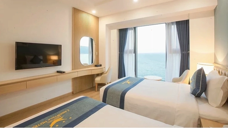 Tiện nghi phòng ngủ hiện đại tại Canary Gold Hotel Quy Nhơn