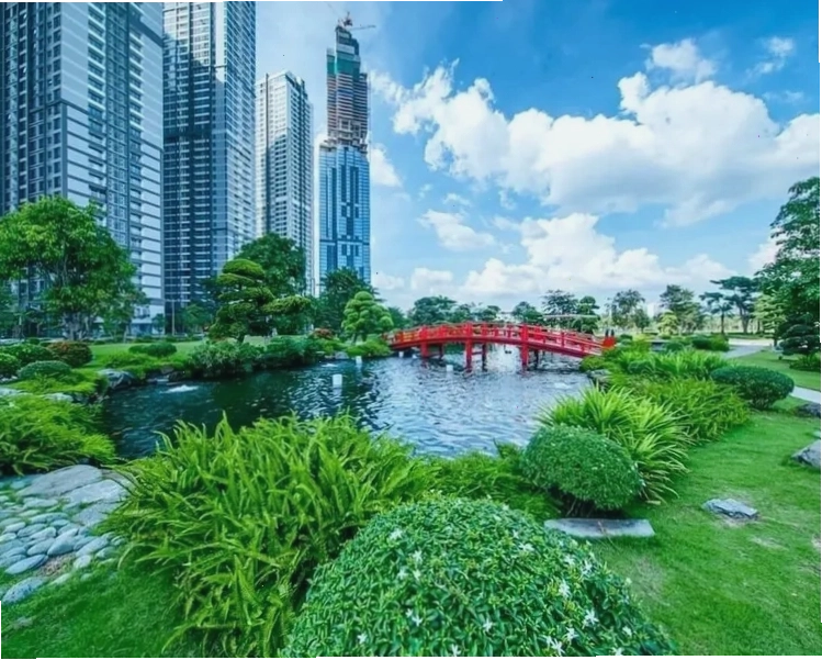 Tòa nhà Vinhomes Central Park nhìn từ Công viên bờ sông
