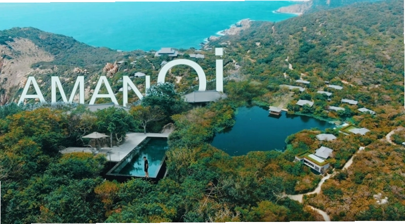 Toàn cảnh Amanoi Resort nhìn từ trên cao xuống Vịnh Vĩnh Hy tuyệt đẹp