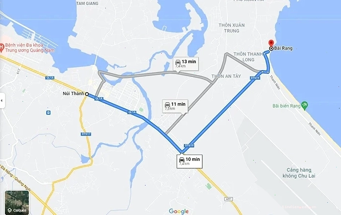 Toàn cảnh bãi tắm Rạng nhìn từ trên cao