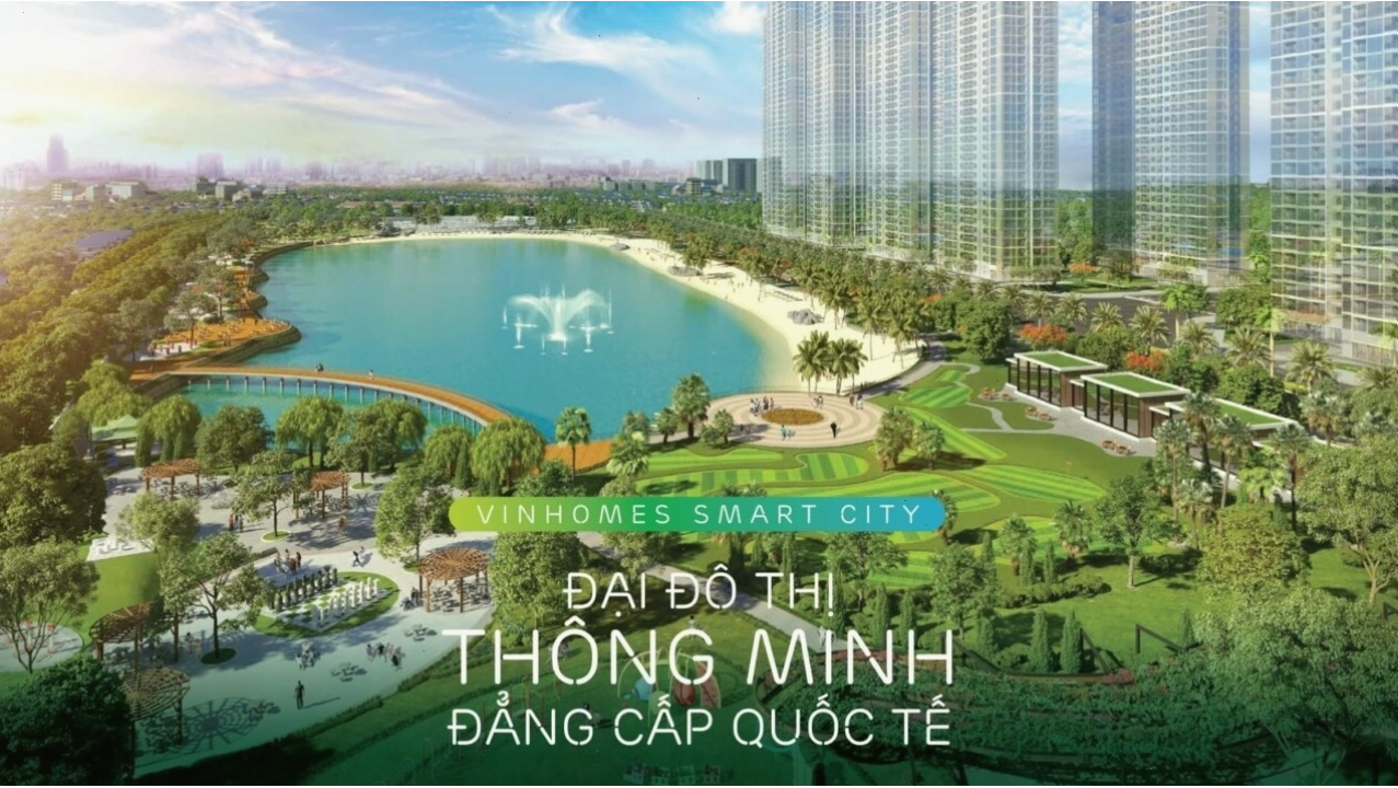Toàn cảnh biển nhân tạo Vinhomes Smart City nhìn từ trên cao