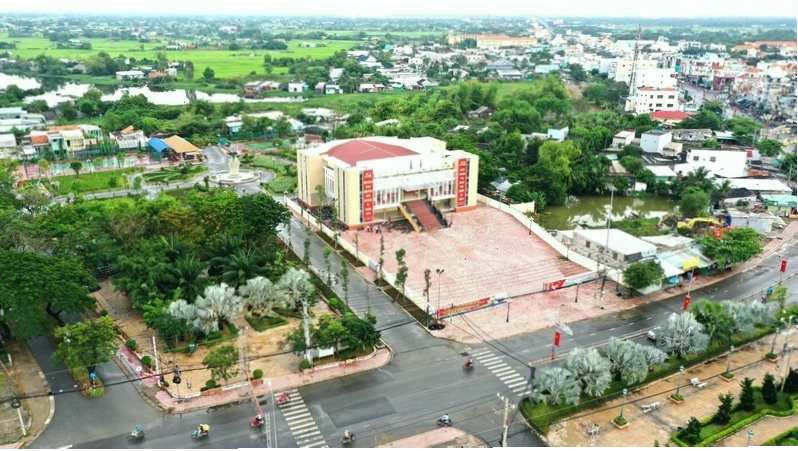 Toàn cảnh Cần Đước Long An từ trên cao, thể hiện vị trí gần TP.HCM