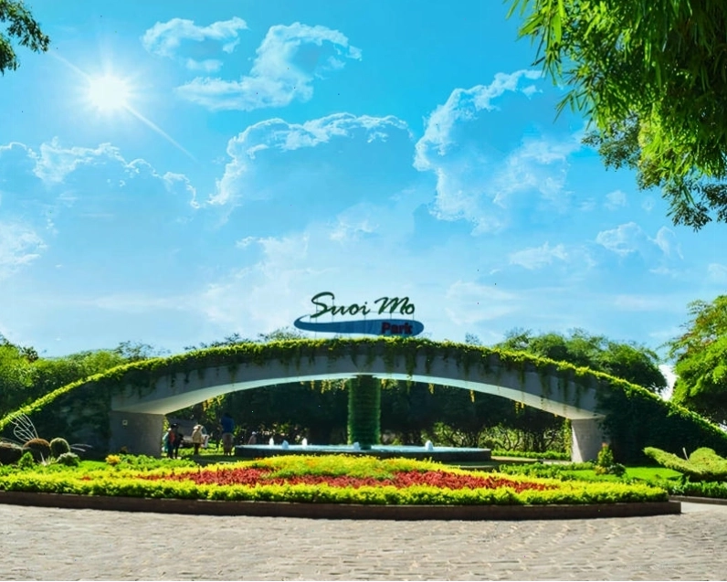 Toàn cảnh khu du lịch Suối Mơ Đồng Nai với mặt hồ rộng lớn