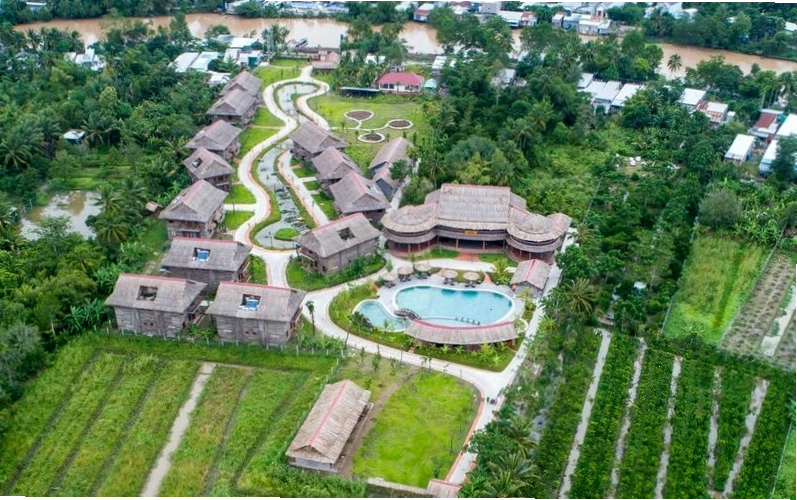 Tổng quan Can Tho Ecolodge Resort với không gian xanh mướt