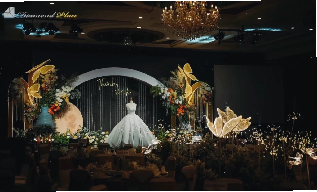 Trang trí sảnh tiệc cưới tại Diamond Place với phong cách hiện đại