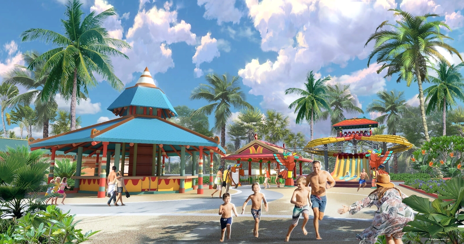 Trẻ em vui đùa tại khu vui chơi công viên nước Sun World Hà Nam
