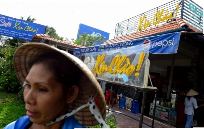Trụ sở Công an huyện Bình Chánh, nơi có quán cafe Xin Chào đối diện