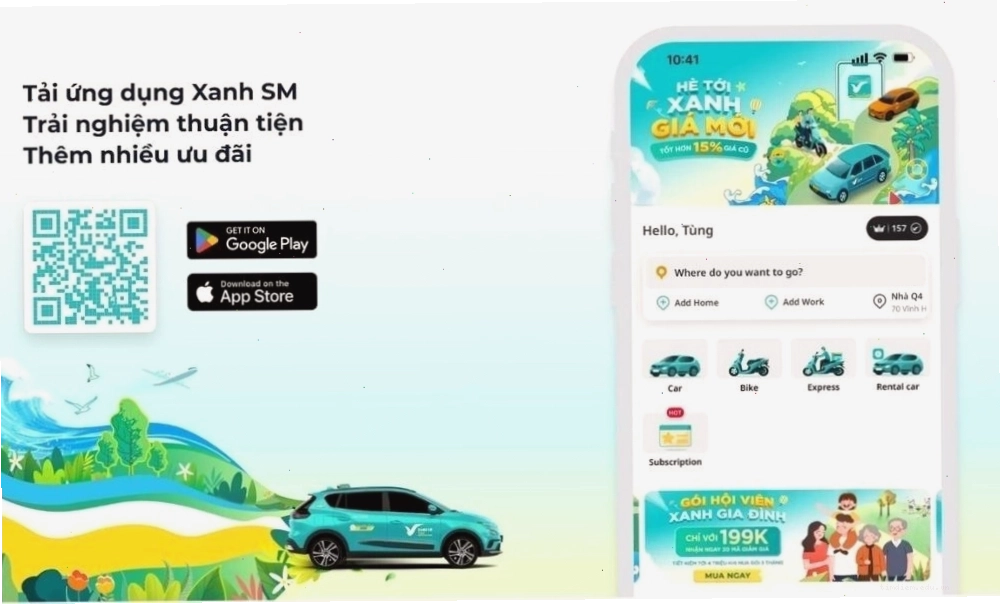 Ứng dụng Xanh SM để đặt xe ưu đãi