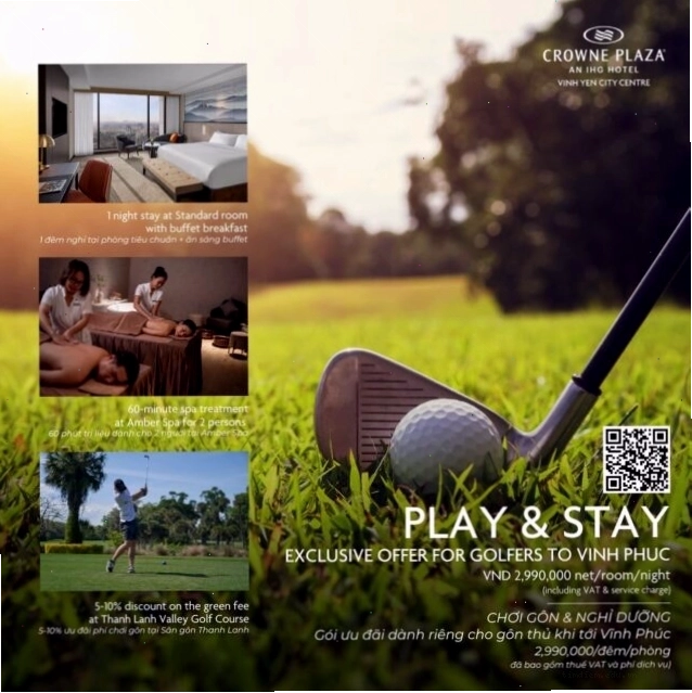 Ưu đãi đặc biệt dành cho golfer tại Crowne Plaza Vĩnh Yên