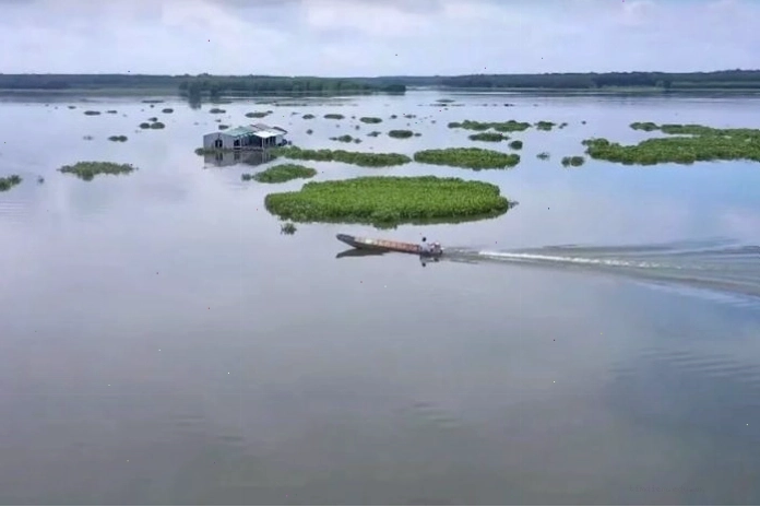 Vẻ đẹp của Hồ Biển Lạc vào mùa khô, lộ ra những bãi bồi ven hồ
