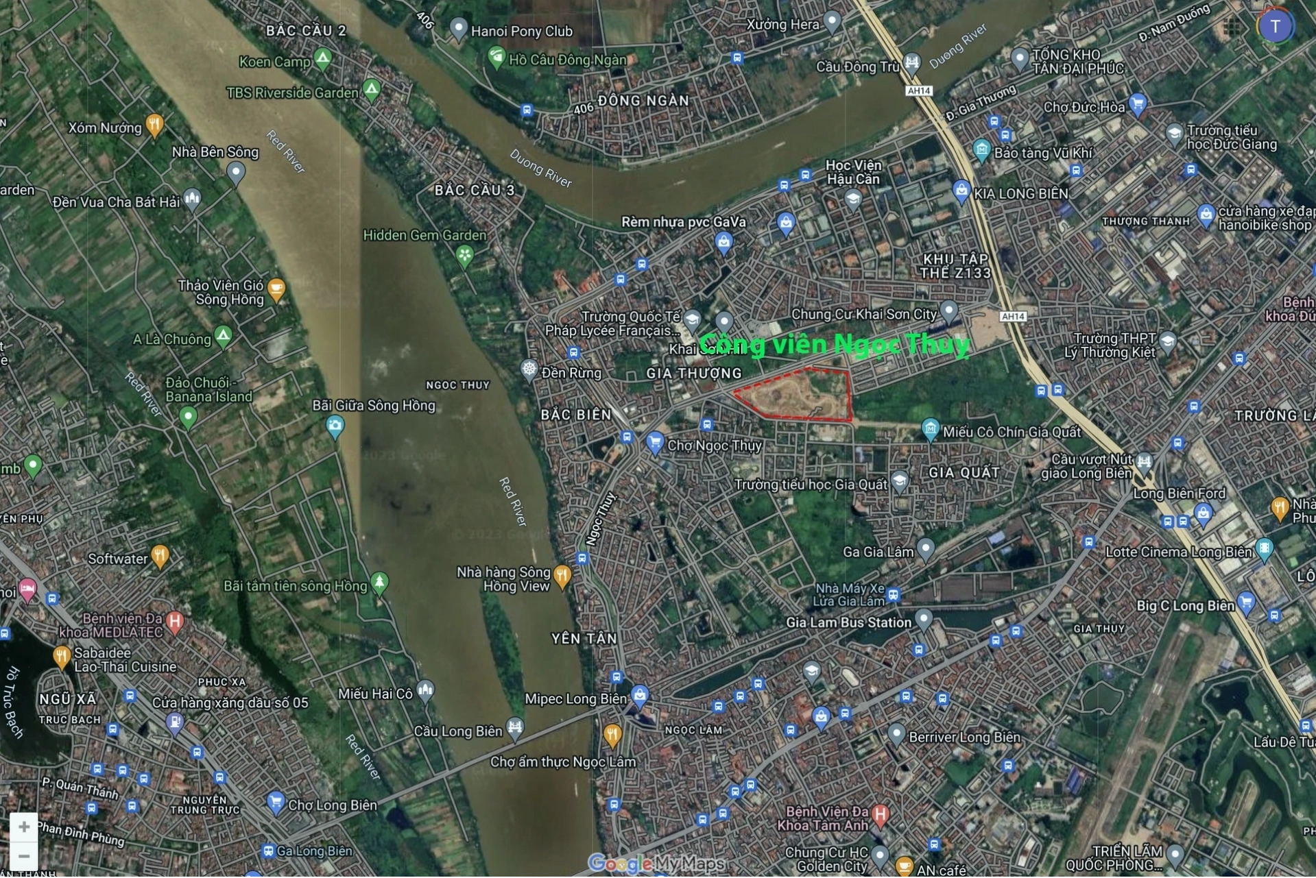 Vị trí Công viên Ngọc Thụy trên bản đồ Google Map