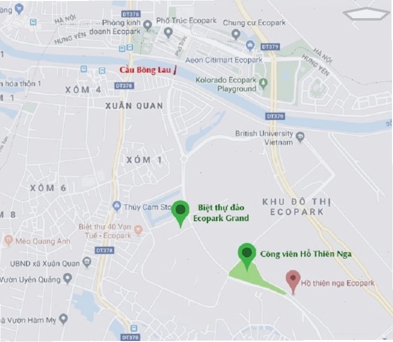 Vị trí trung tâm của Công viên Hồ Thiên Nga Ecopark Hưng Yên