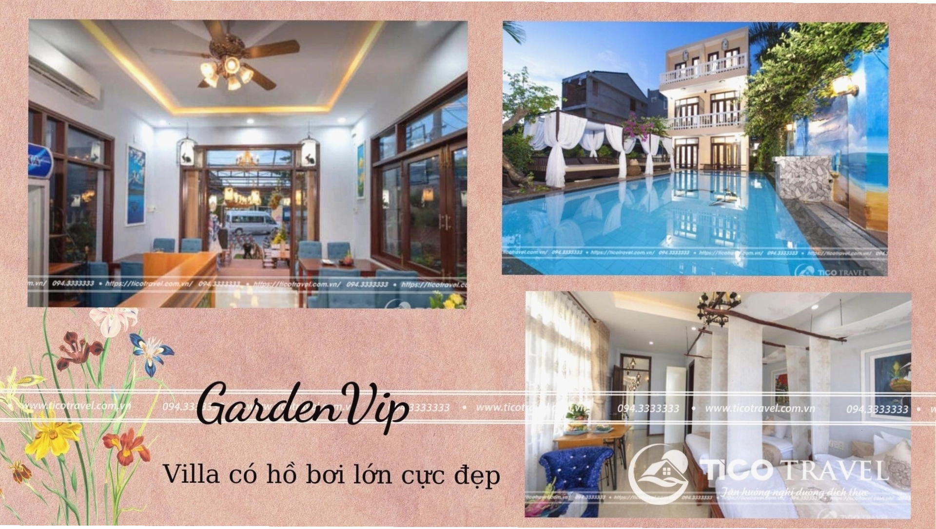 Villa Garden VIP tại Hội An với khoảng sân vườn rộng rãi