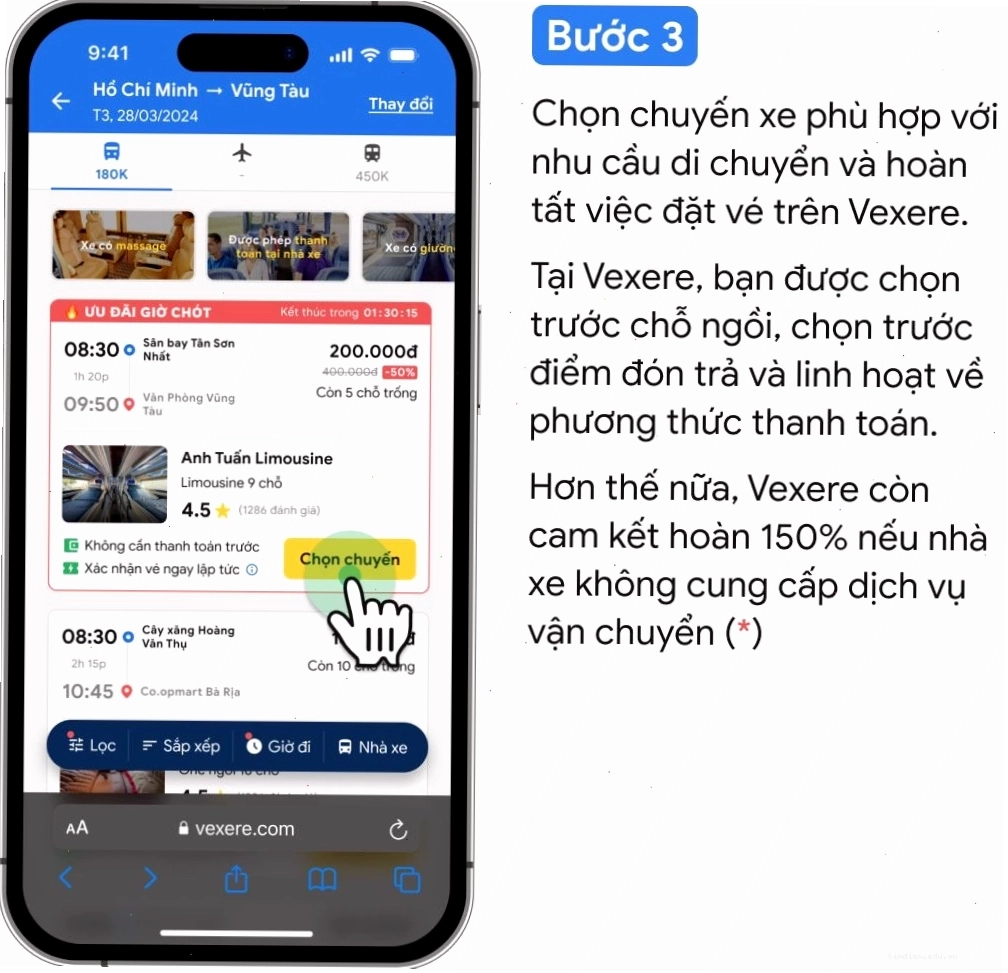 Xác nhận thông tin vé xe