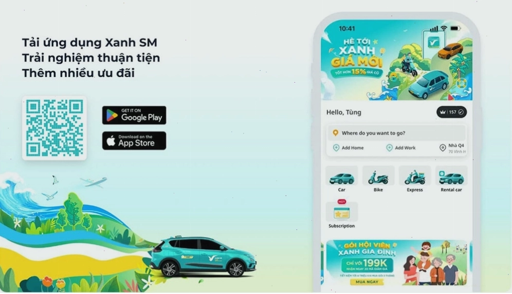 Xanh SM – Dịch vụ xe an toàn, thân thiện với môi trường. (Ảnh: Xanh SM)