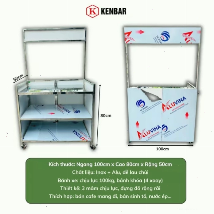 Xe trà cà phê gấp gọn tiện lợi